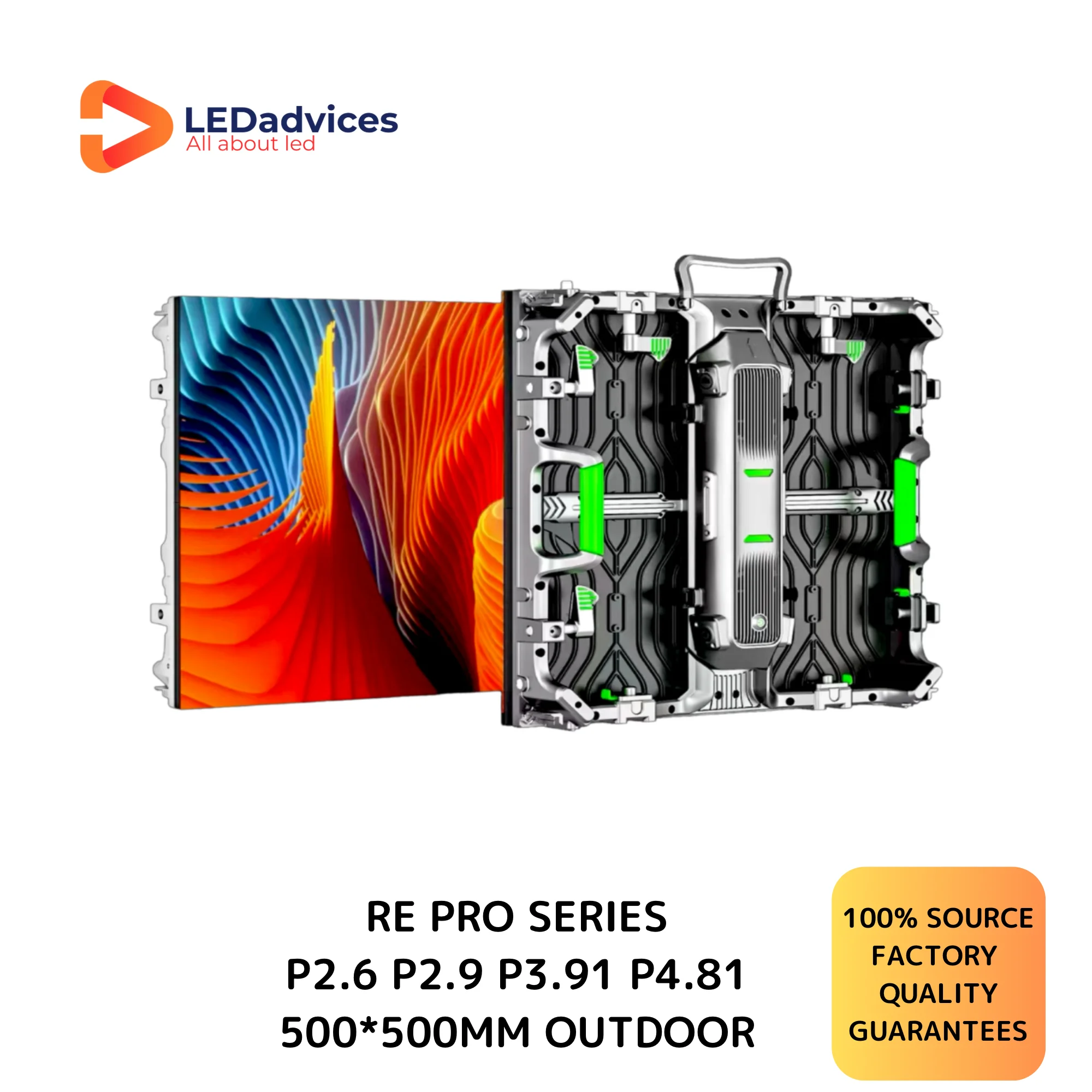 

LEDadvices RE PRO Series P2.9 P3.91 P4.81 Outdoor Full Color LED Cabinet 500*500mm 3840Hz Rental Event Big Screen Display Wall