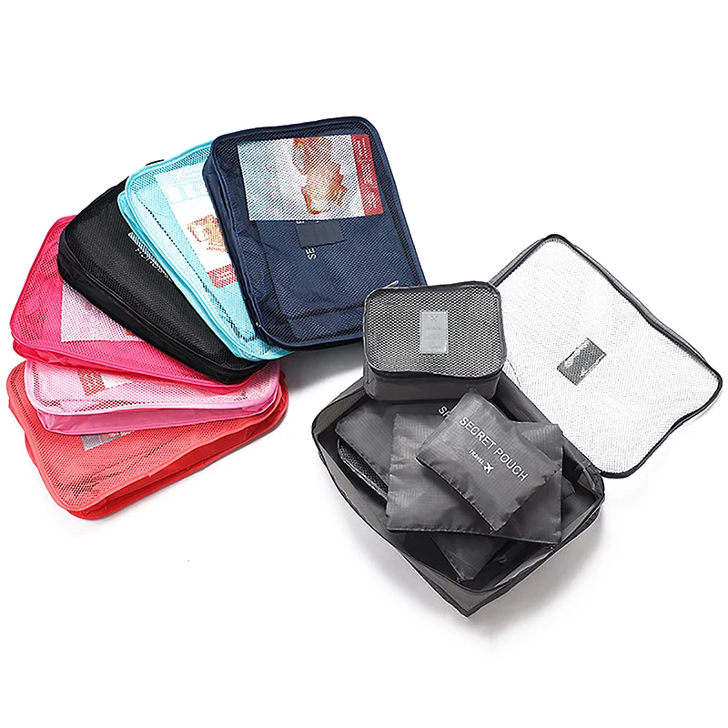 

6pcs/Set Travel Bag Packing Cube System Durable 6 Pieces One Set Large Capacity Of Bags Unisex Clothing Sorting Organize Bag
