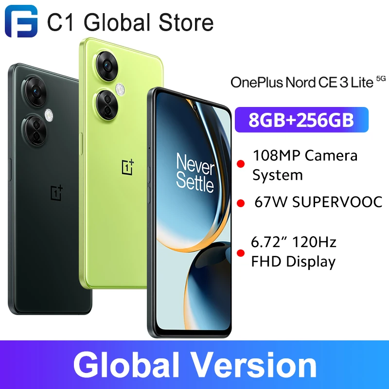 

Global Version OnePlus Nord CE 3 Lite 5G 8GB 128GB Snapdragon 695 108MP 67W SUPERVOOC 120Hz 6.72