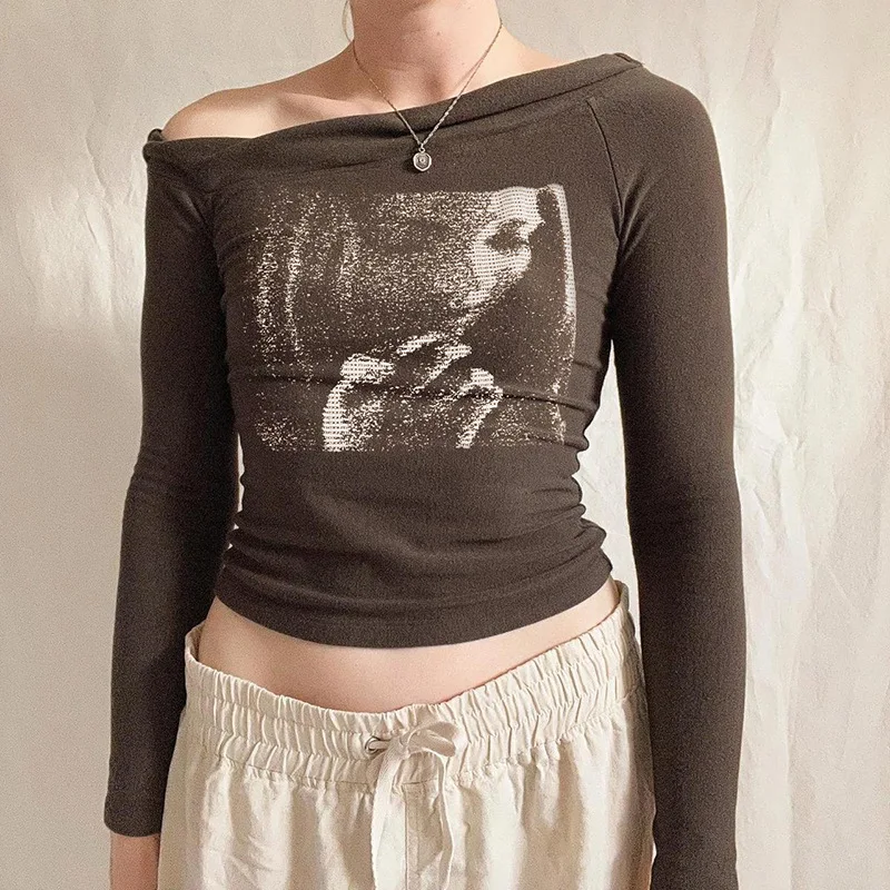 Brown Woman Tshirts Long Sleeve Print Tees 2023 Ropa Mujer tee autumn winter harajuku crop Casual Y2k T Shirt Aesthetic
Brown Woman Tshirts Long Sleeve Print Tees 2023 Ropa Mujer tee autumn winter harajuku crop Casual Y2k T Shirt Aesthetic