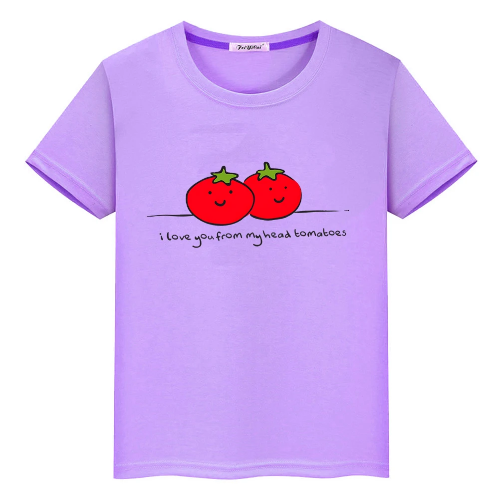 I LOVE YOU FROM MY HEAD TOMATOES T-shirt Cartoon Casual Short Sleeve Summer Tee-shirt 100% Cotton Boys/Girls Children Tshirts
I LOVE YOU FROM MY HEAD TOMATOES T-shirt Cartoon Casual Short Sleeve Summer Tee-shirt 100% Cotton Boys/Girls Children Tshirts