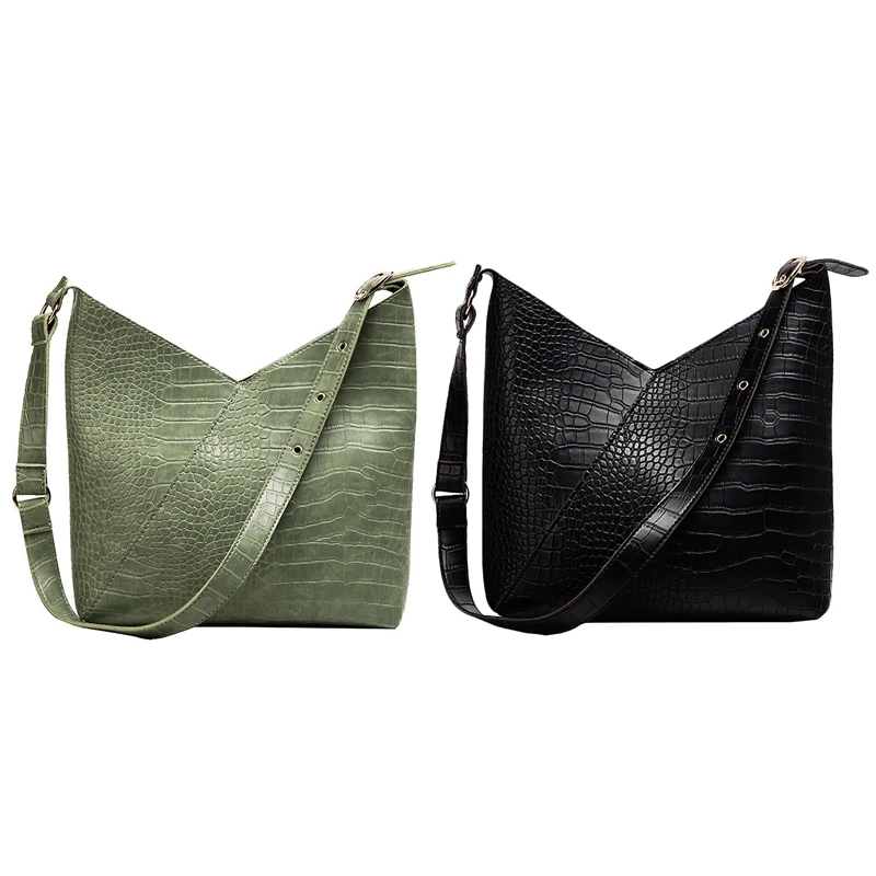 

High Capacity Crocodile Pattern PU Leather Shoulder Bags For Women Composite Crossbody Messenger Bag Lady Handbags