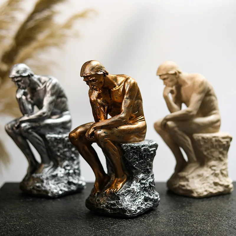 

Retro Thinker Statue Ornaments Creative Europe People Figurines Resin Home Office Study Sculpture Decor Rodin Art Crafts Gifts
