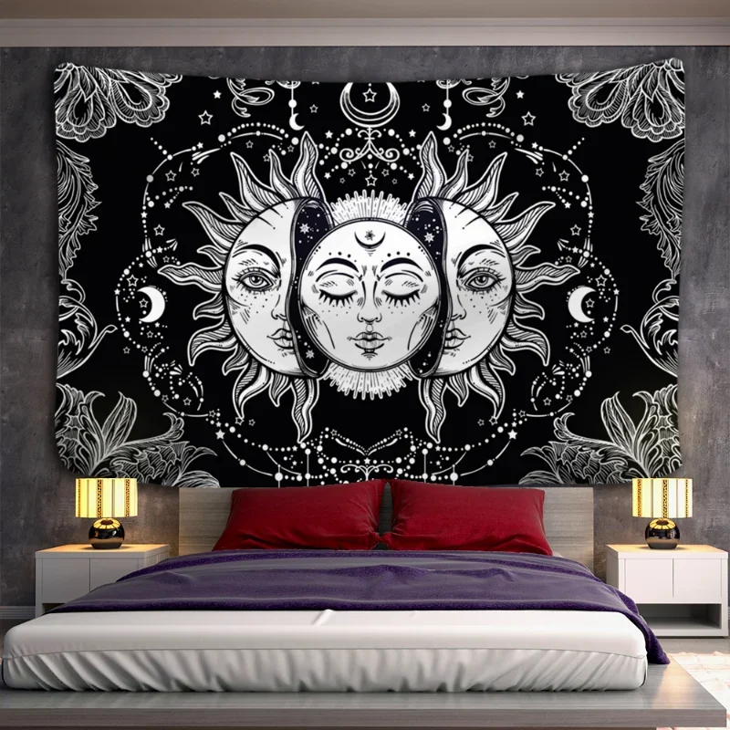 

Mandala Tapestry White Black Sun And Moon Tapestry Wall Hanging Tarot Hippie Wall Rugs Dorm Decor Blanket