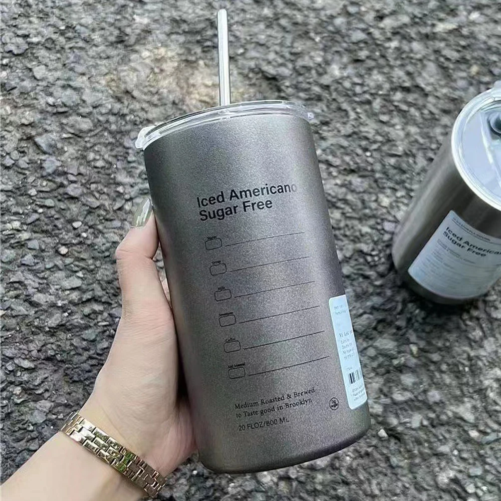 360/600ml Coffee Cup with Straw Stainless Steel Thermoses Water Bottle Ice American Coffee Mug Tumbler Vacuum Flask Couple Cup
360/600ml Coffee Cup with Straw Stainless Steel Thermoses Water Bottle Ice American Coffee Mug Tumbler Vacuum Flask Couple Cup