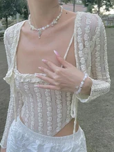 2 Piece Lace T-shirts Crop Top Women Ruffles Trim Bandage Long Sleeve T-shirts Blouse Y2K Aesthetics Graphic Tee Shirt Clothing 
2 Piece Lace T-shirts Crop Top Women Ruffles Trim Bandage Long Sleeve T-shirts Blouse Y2K Aesthetics Graphic Tee Shirt Clothing