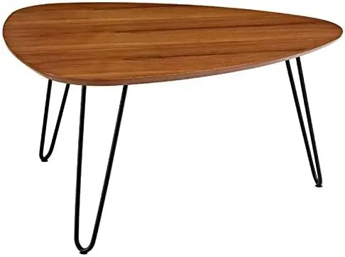 

Century Modern Hairpin Coffee Table Living Room Accent Ottoman Storage Shelf, 32 Inch, Walnut Small coffee table Table top Small