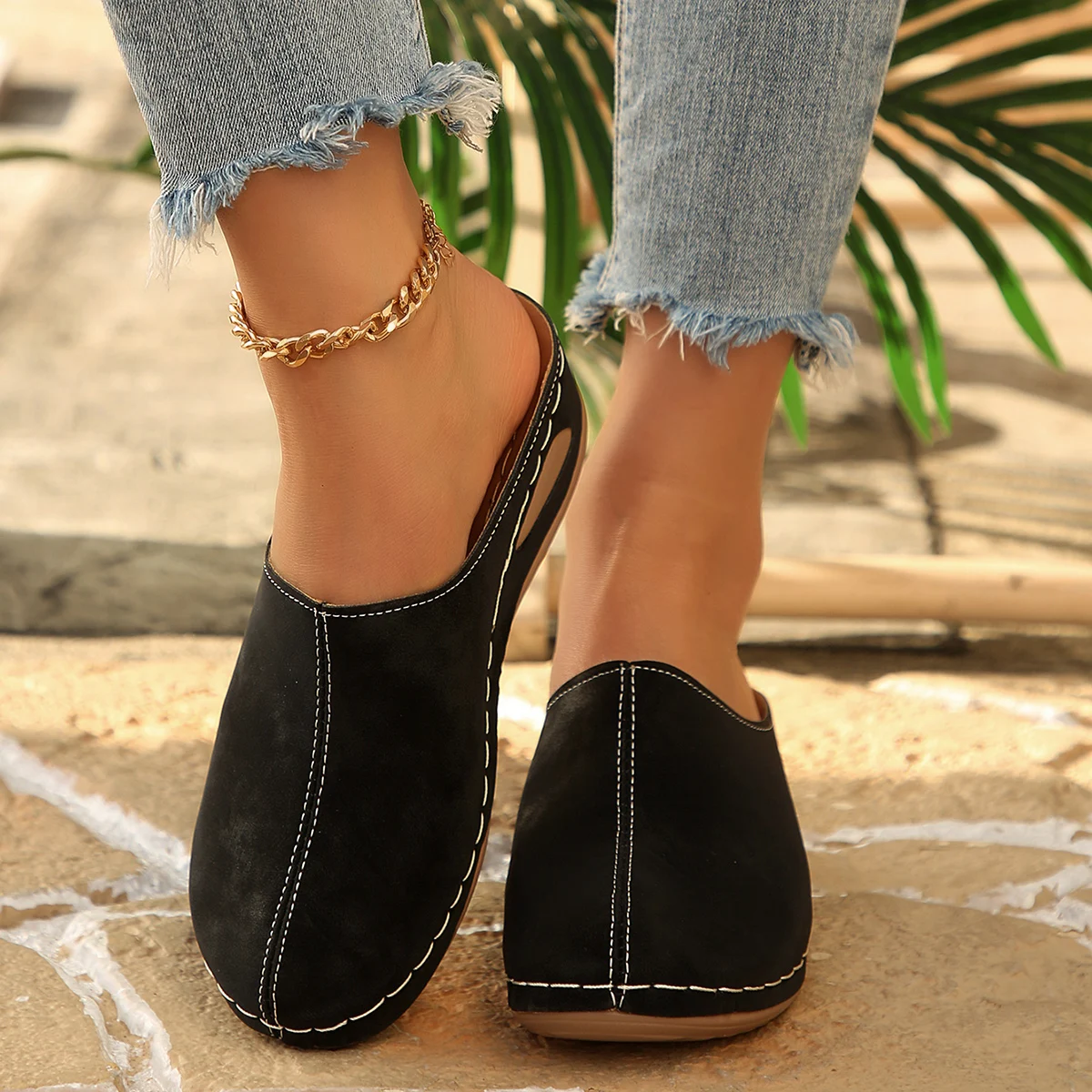 Plus Size Women's Platform Mules Clogs, Closed Toe Slip On Wedge Sandals, Comfortable Non-slip Casual Shoes for Daily Outfit 21 Se07f2962716f4b3a8a6571306e425229m