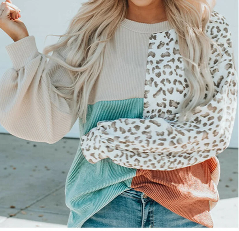 Oversized O-neck Long Sleeve Casual Pullovers Tops Women Vintage Leopard Patchwork Sweatshirts Autumn Ladies Loose Fit T-shirt
Oversized O-neck Long Sleeve Casual Pullovers Tops Women Vintage Leopard Patchwork Sweatshirts Autumn Ladies Loose Fit T-shirt