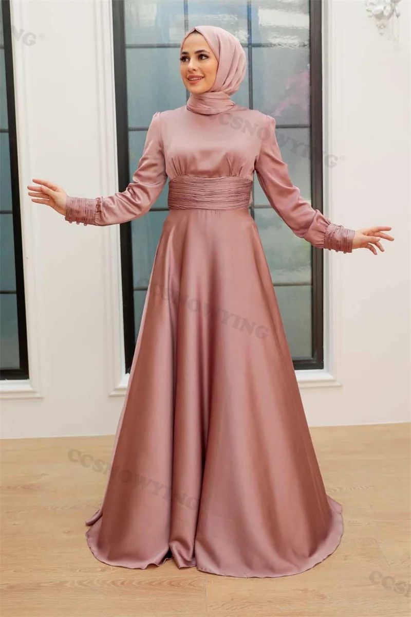 Simple Satin Hijab Muslim Evening Dresses Long Sleeve High Neck Islamic Women Formal Party Gown Arabic Dubai Moroccan Caftan
Simple Satin Hijab Muslim Evening Dresses Long Sleeve High Neck Islamic Women Formal Party Gown Arabic Dubai Moroccan Caftan