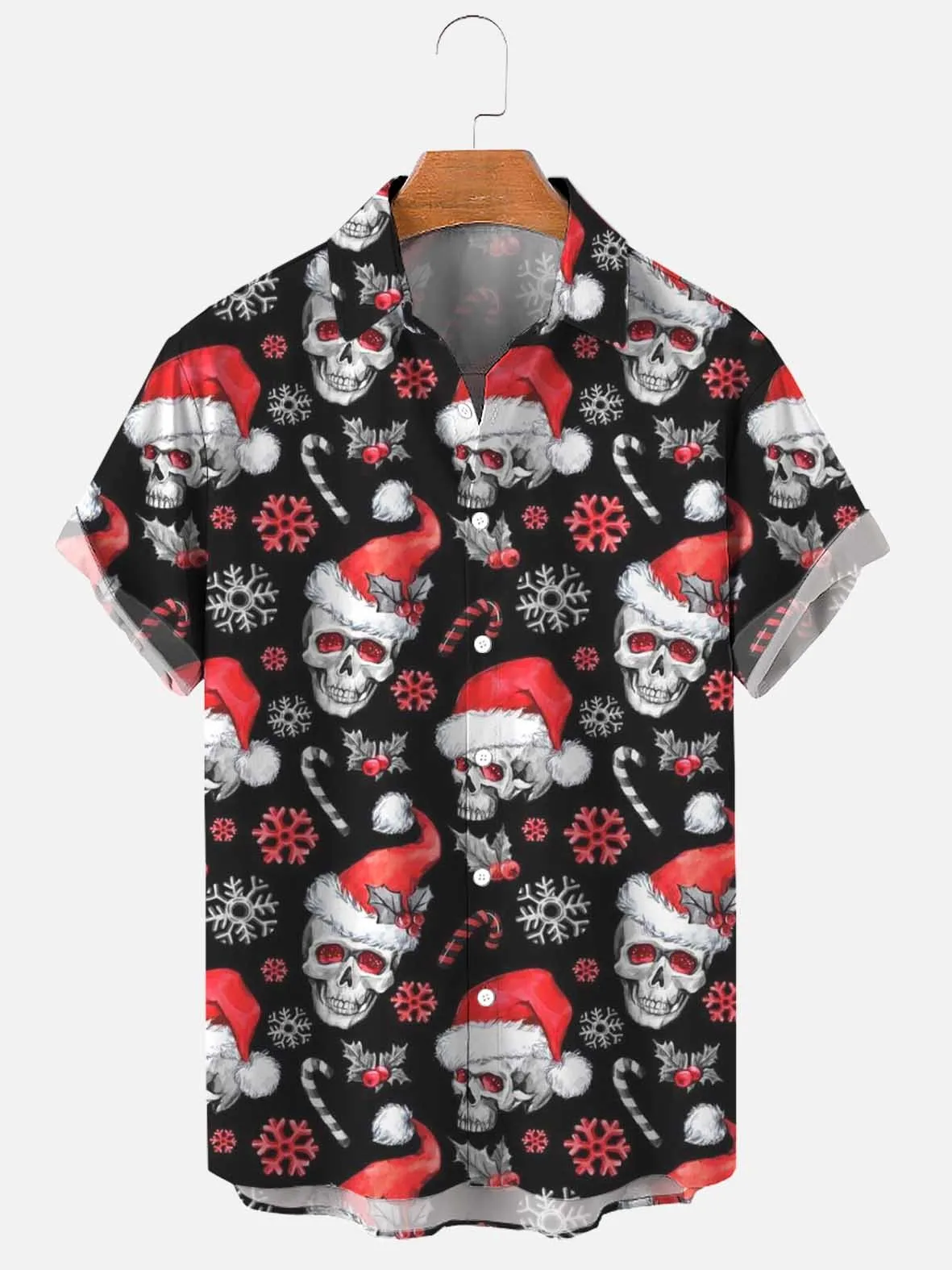 DUTRIEUX Men's Christmas Santa Skull Print Casual Breathable Short Sleeve Hawaiian Shirt
DUTRIEUX Men's Christmas Santa Skull Print Casual Breathable Short Sleeve Hawaiian Shirt