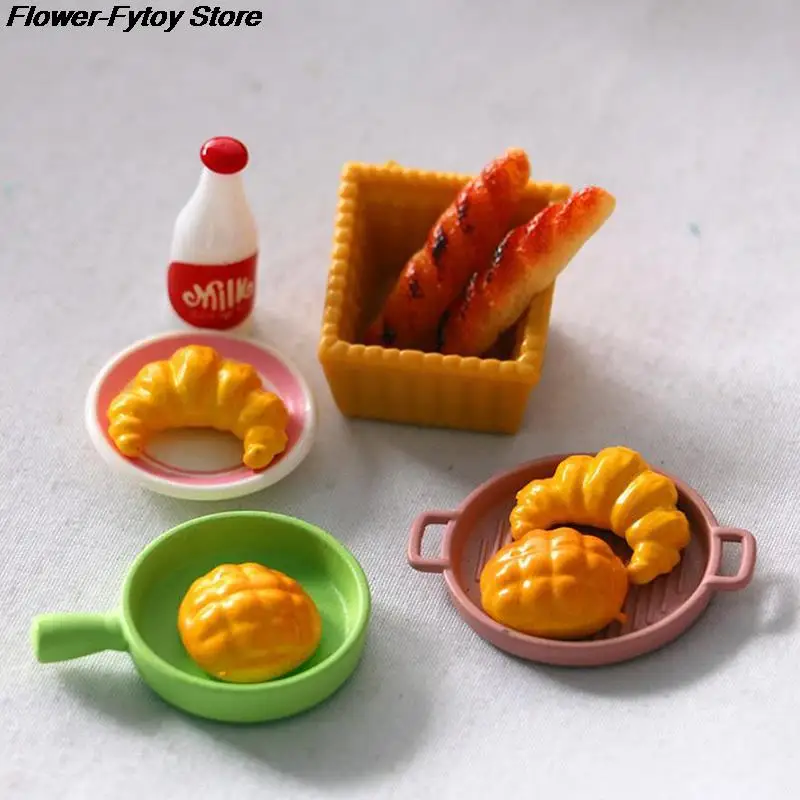 

6Pcs Miniature 1/12 Dollhouse Simulation Bread Dollhouse Miniature Food Breakfast Snack Dessert Kitchen Toys