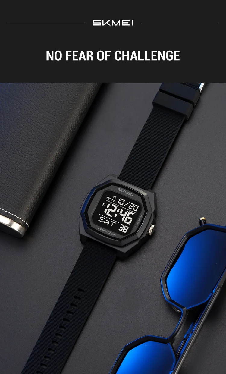 SKMEI Men Sport Casual Watch Matte Black Octagon Case Silicone Nylon Band Digital Display 50M Waterproof Countdown Watches 2495 SKMEI Men Sport Casual Watch Matte Black Octagon Case Silicone Nylon Band Digital Display 50M Waterproof Countdown Watches 2495