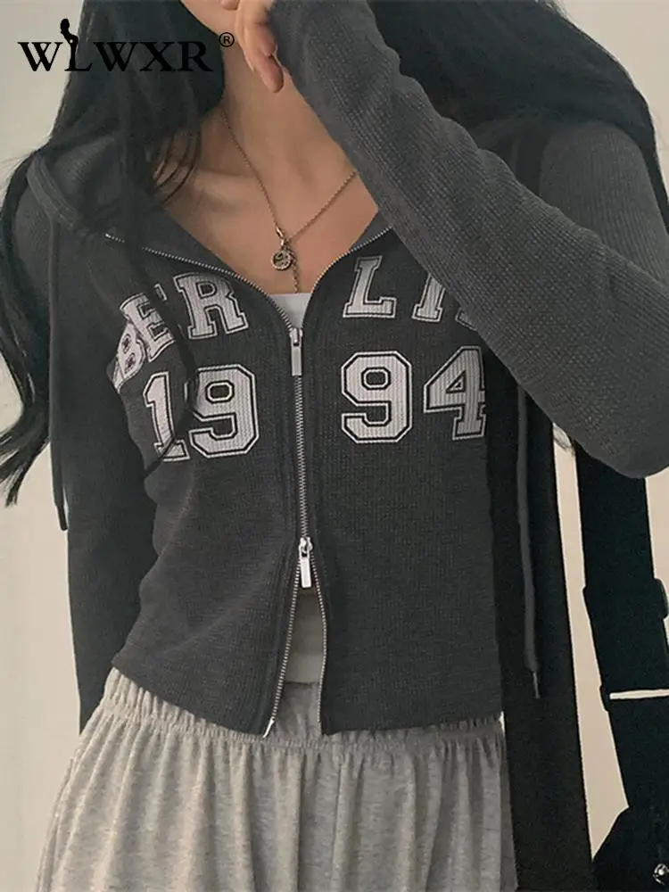 WLWXR Fall Skinny Zip Up Gray Hoodies For Women Fashion 2022 Hooded Long Sleeve Y2K Tops Ladies Letter Print Casual Sweatshirts
WLWXR Fall Skinny Zip Up Gray Hoodies For Women Fashion 2022 Hooded Long Sleeve Y2K Tops Ladies Letter Print Casual Sweatshirts