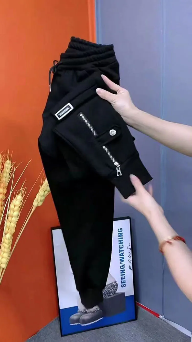 Autumn Winter Women Pants Add Velvet Pants Elastic Waist Zipper Guard Harem Pants Casual Sports Trousers Female Harem Pants Autumn Winter Women Pants Add Velvet Pants Elastic Waist Zipper Guard Harem Pants Casual Sports Trousers Female Harem Pants