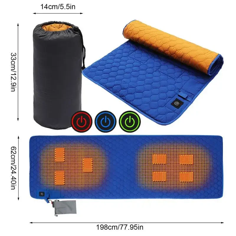 198*62mm USB Heating Sleeping Mat 7 Heating Zones Adjustable Temperature Electric Heated Pad for Outdoor Camping Tent Mat.
198*62mm USB Heating Sleeping Mat 7 Heating Zones Adjustable Temperature Electric Heated Pad for Outdoor Camping Tent Mat.