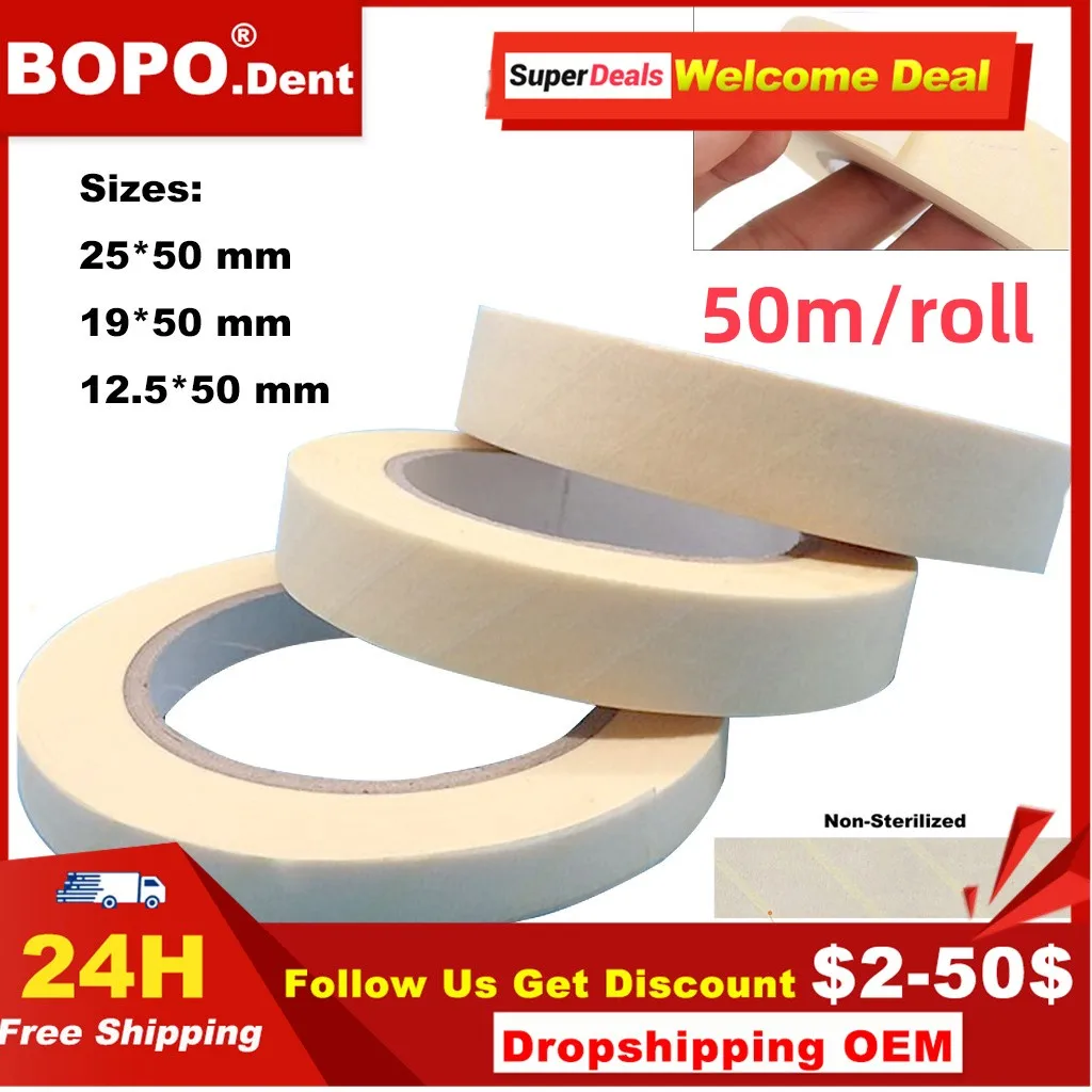 50m/Roll Dental Tape Sterilization Indicator Medical Autoclave Cards12/19/25MM Dentistry Oral Care Cleaning Teeth Whitening
50m/Roll Dental Tape Sterilization Indicator Medical Autoclave Cards12/19/25MM Dentistry Oral Care Cleaning Teeth Whitening