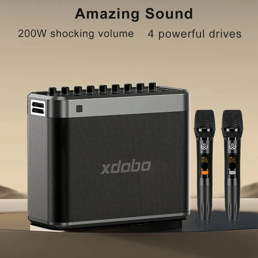 200W Karaoke Speaker Machine with 4 Powerful Unit Drives 2 Wireless Microphone Portable Wireless Bluetooth HIFI Shocking Bass
200W Karaoke Speaker Machine with 4 Powerful Unit Drives 2 Wireless Microphone Portable Wireless Bluetooth HIFI Shocking Bass