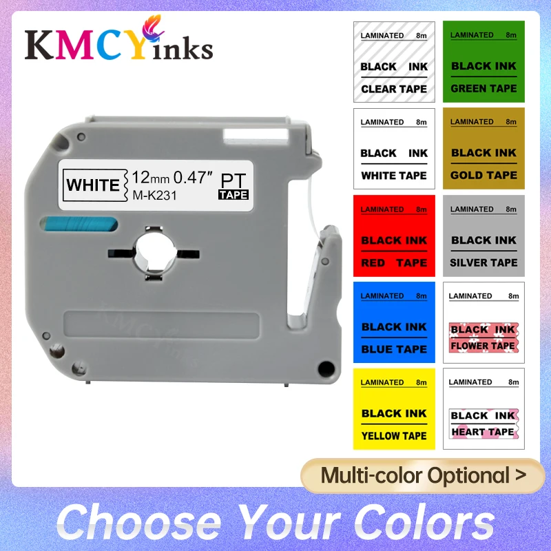 

M-K231 12mm Tape Replace Brother MK Label Tape MK231 MK-231 M231 Compatible for Brother P-Touch Label Maker PT70 PT80 PT90 PT65