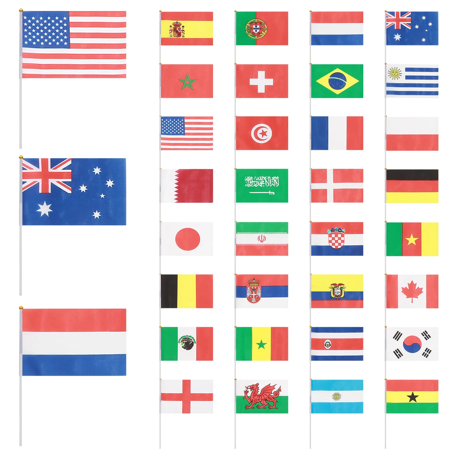 

Hand Held National Flag Stick International World Country Flags Banners for Bar Party Decor Hand waving flag countries