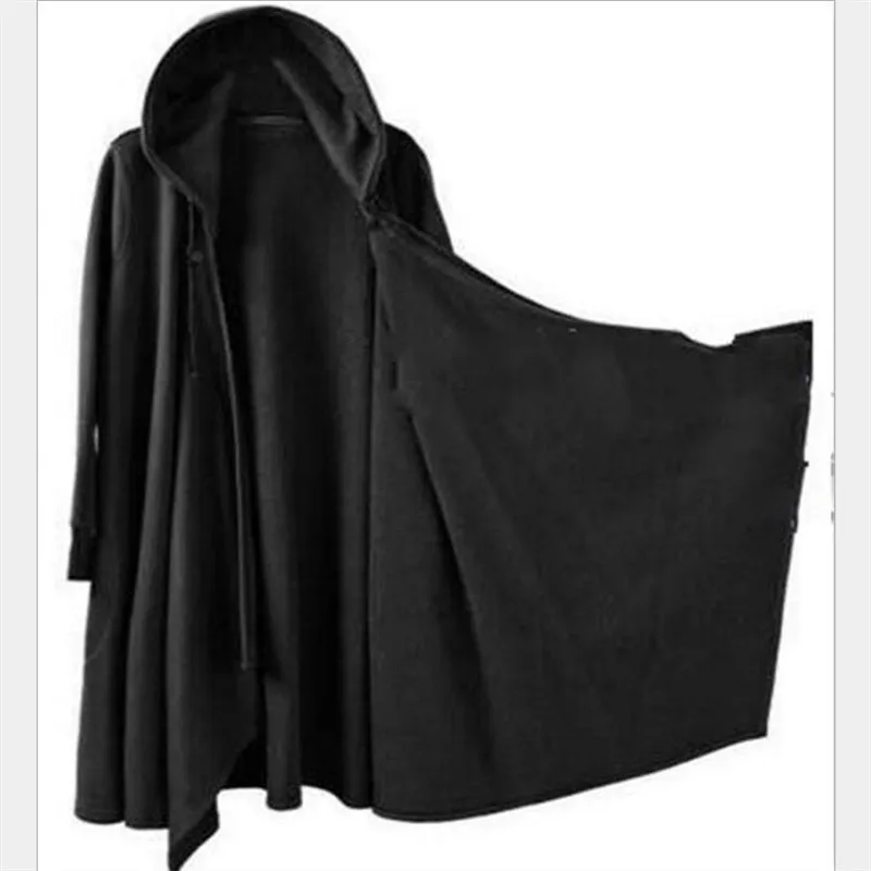 

Gothic Cloak Coats Solid Loose Windproof Men's Trench Coat Men Chic Winter Long Cape Poncho Hombre Jackets Cape Hooded Robe Top