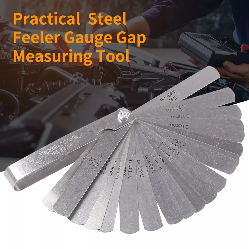 Stainless Steel Foldable Feeler Gauge Blade Thickness Gauge 32 Blades Sheet Calibrator Universal for Spark Plug Gauge 
Stainless Steel Foldable Feeler Gauge Blade Thickness Gauge 32 Blades Sheet Calibrator Universal for Spark Plug Gauge