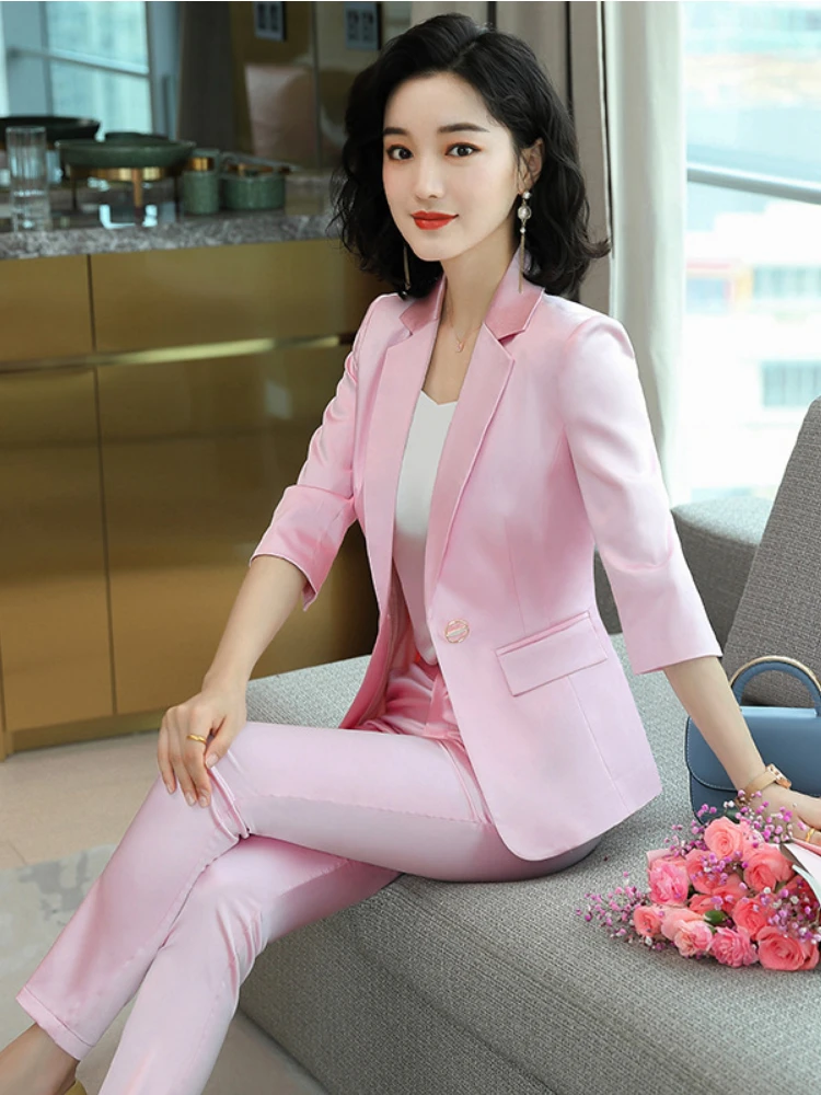 High Quality Professional Women Summer Blazer Pants 2 Piece Set 2023 Fashion Korean Style Slim Female Elegant Office Jacket
High Quality Professional Women Summer Blazer Pants 2 Piece Set 2023 Fashion Korean Style Slim Female Elegant Office Jacket