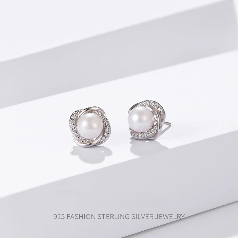 Natural Fresh Water Pearl Stud Earrings Pure 925 Sterling Silver for Women's Birthday Cute Simple Design
Natural Fresh Water Pearl Stud Earrings Pure 925 Sterling Silver for Women's Birthday Cute Simple Design