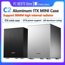 JONSBO C2 ITX MINI Case All Aluminum Chassis Support ATX Power 80MM High Internal Radiator Silver Black Computer Host Case