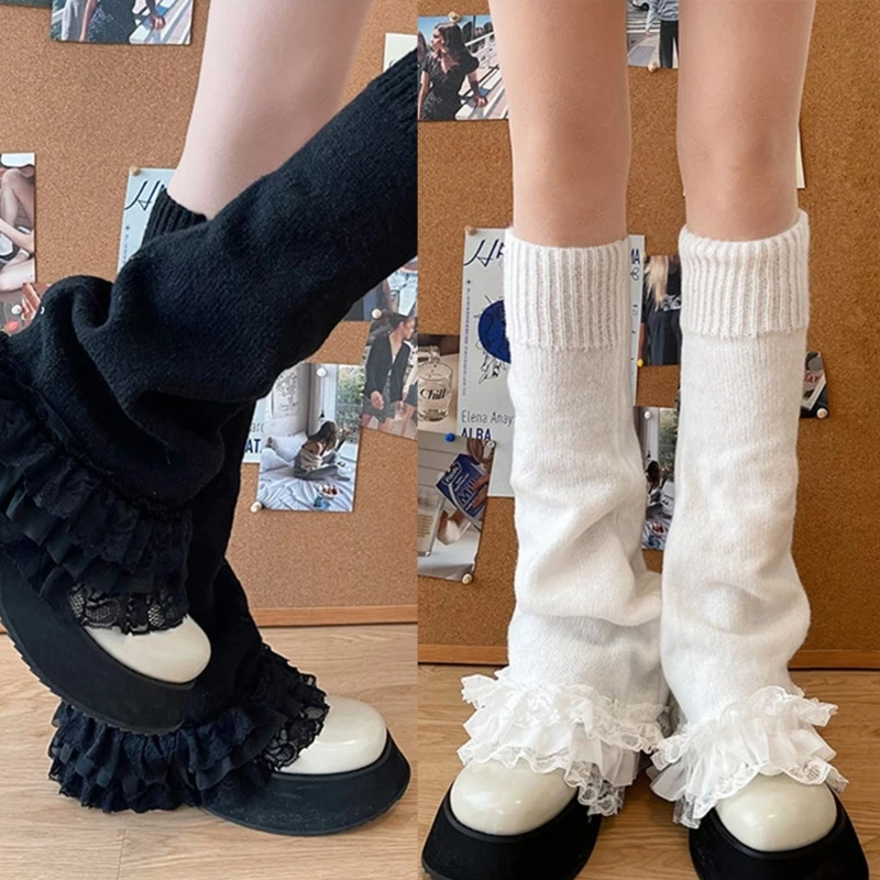 

Leg Warmers Y2K Knit Flared Leg Sleeves Goth Baggy Cuff Ankle Heap Socks