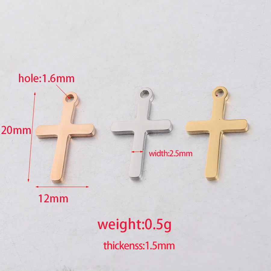 

5Pcs 12x20mm Cross Mirror Polish 304 Stainless Steel Blank Stamping Charms Pendants Tags Diy Jewelry Findings Accessoires