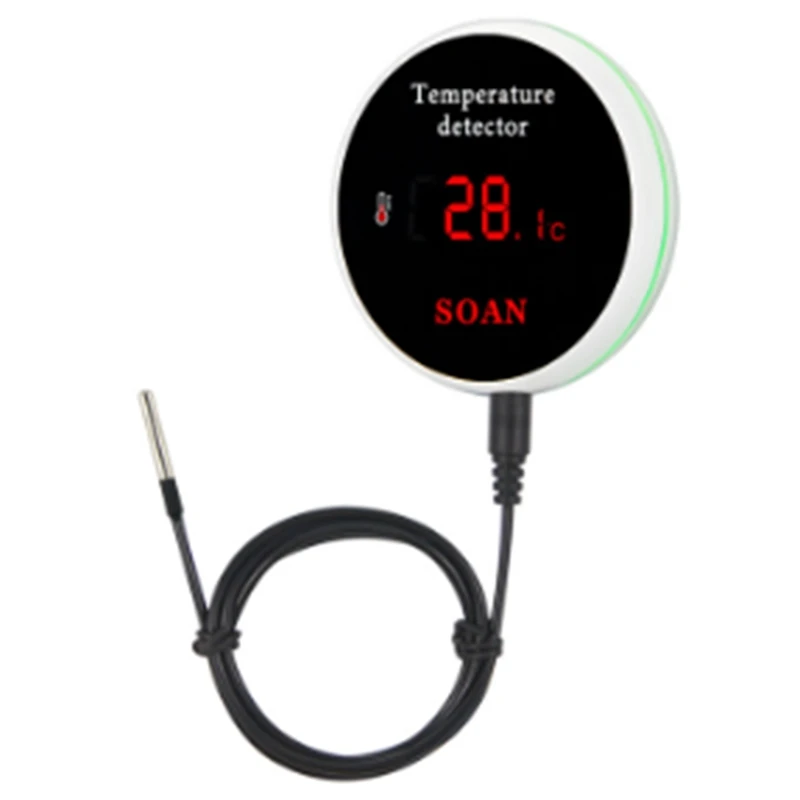 

Датчик температуры Tuya Smart Home с Wi-Fi, проводной цифровой термометр Smartlife, термостат для помещений, бассейна, с сигнализацией, с вилкой Стандарта ЕС