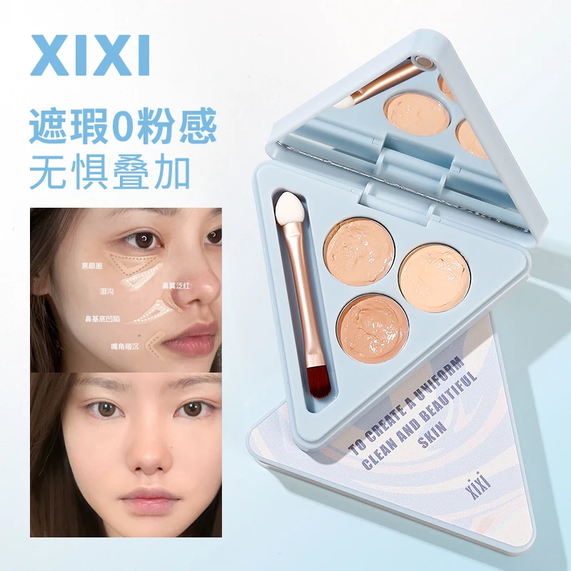 

Tri-Color Concealer Palette Full Coverage Long Lasting Waterproof Moisturizing Cover Dark Circles and Acne Marks Natural Makeup