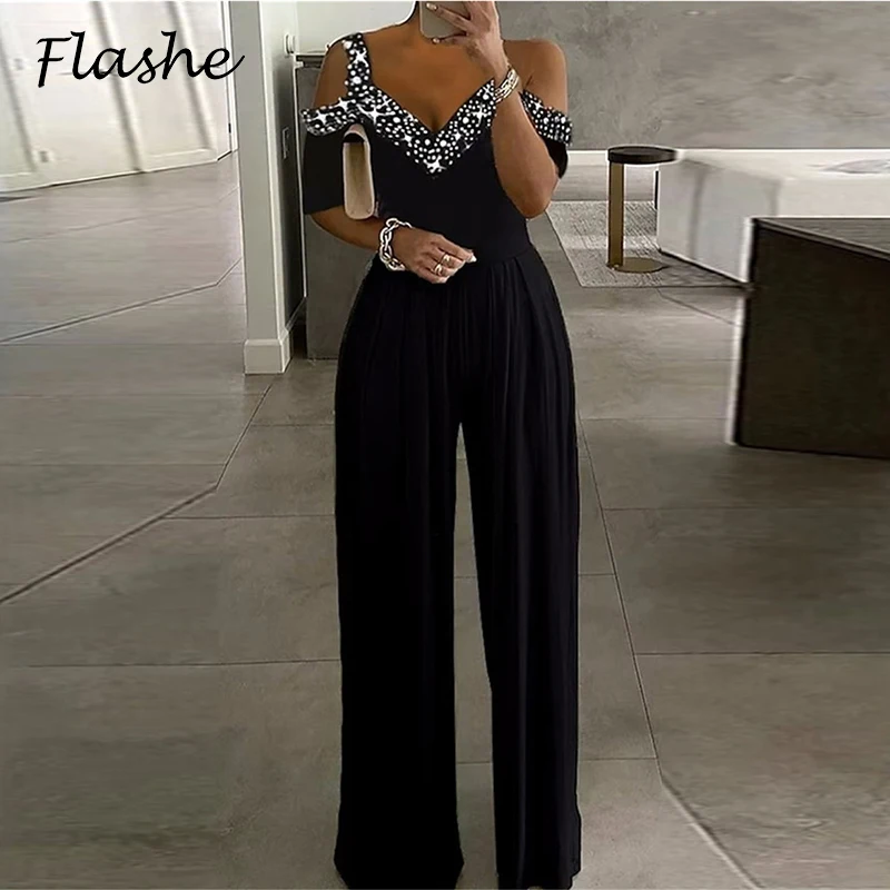 Summer Jumpsuit Women V Neck Short Sleeve High Waist Patchwork Print Long Jumpsuits For Women Playsuit 2023
Summer Jumpsuit Women V Neck Short Sleeve High Waist Patchwork Print Long Jumpsuits For Women Playsuit 2023