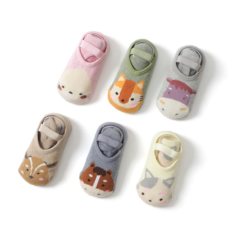 

Spring Autumn Baby Aon-slip Socks Fox Squirrel Cartoon Animal Patterns Kids Floor Socks Elastic Tape Boys Girls Toddler Socks