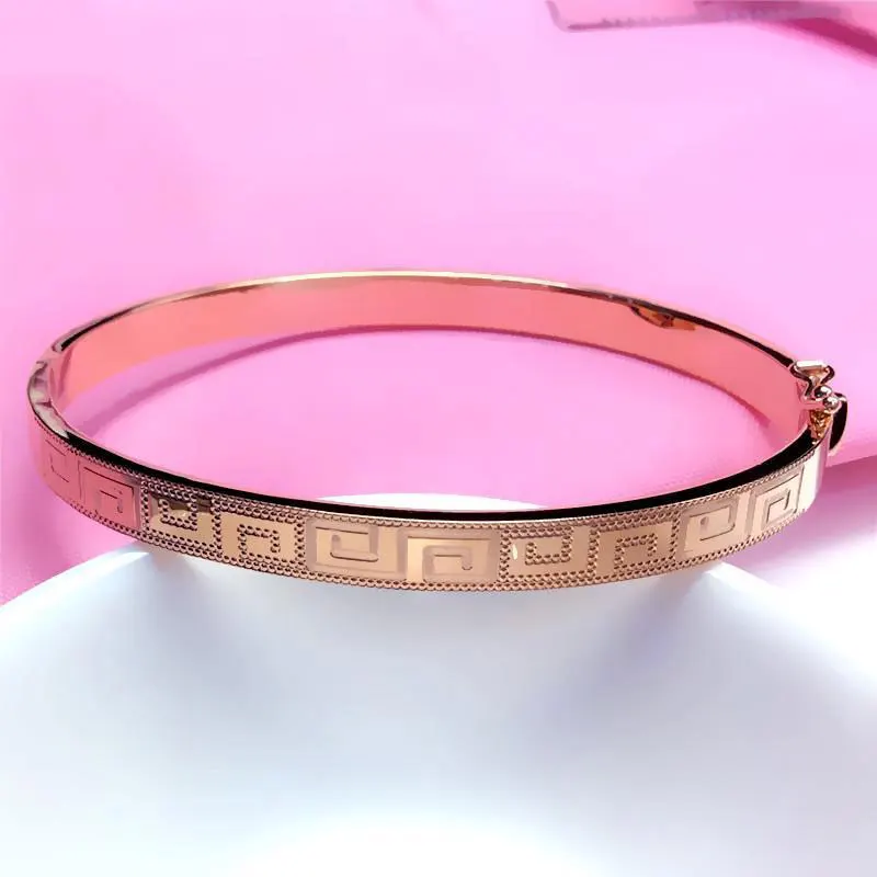 585 Purple Gold Plated 14K Rose Gold Geometric Bracelet for Women Ethnic Classic Glamour Engagement Jewelry Accessories
585 Purple Gold Plated 14K Rose Gold Geometric Bracelet for Women Ethnic Classic Glamour Engagement Jewelry Accessories
