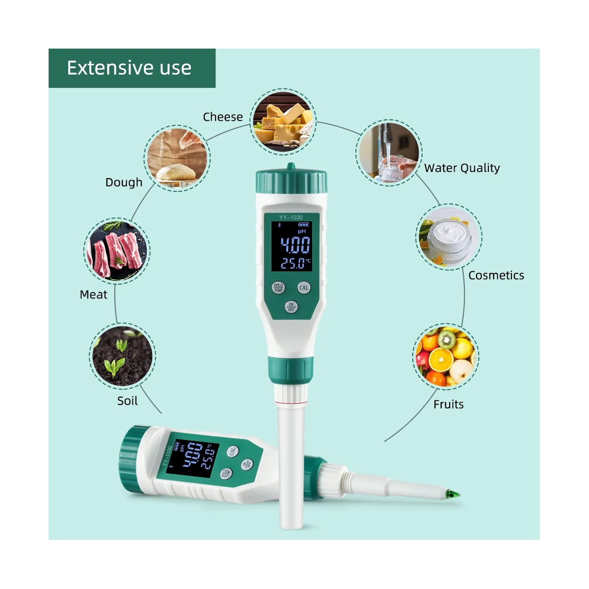 Smart Bluetooth PH Meter Aquarium Pool PH Water Quality Monitor Tester for Soil Cosmetic Food Cheese Meat Fruit Dough
Smart Bluetooth PH Meter Aquarium Pool PH Water Quality Monitor Tester for Soil Cosmetic Food Cheese Meat Fruit Dough