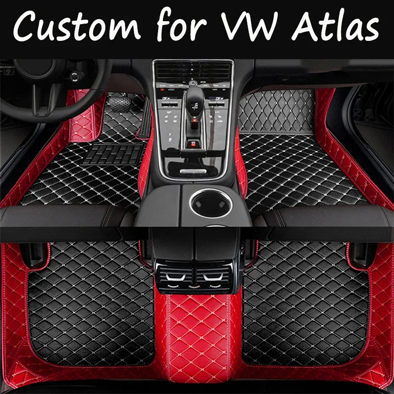 

Car Mats For Volkswagen VW Atlas Teramont CA1 2017~2022 Auto Interior Parts Floor Rug Carpet Luxury Leather Mat Car Accessories