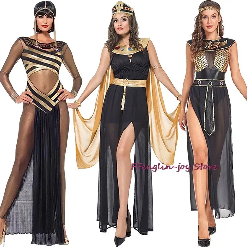 

Medieval Queen Cleopatra Costumes for Adult Women Ancient Egyptian Pharaoh Cosplay Clothing Halloween Egypt Princess Fancy Dress