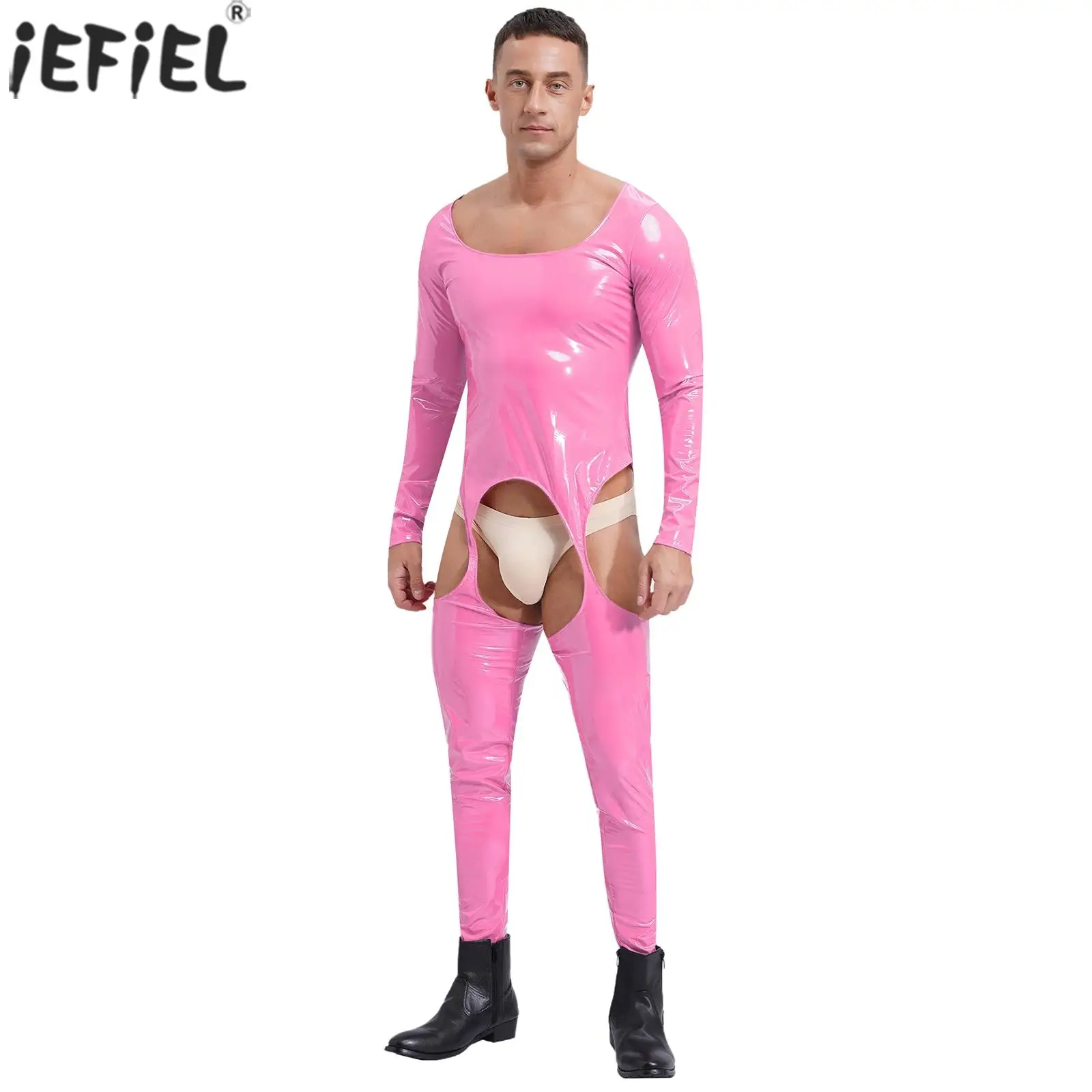 iEFiEL Mens Sexy Exotic Full Bodysuit Open Crotch Skinny Jumpsuit Hollow Out Hips Patent Leather Low Neck Overalls Clubwear
iEFiEL Mens Sexy Exotic Full Bodysuit Open Crotch Skinny Jumpsuit Hollow Out Hips Patent Leather Low Neck Overalls Clubwear