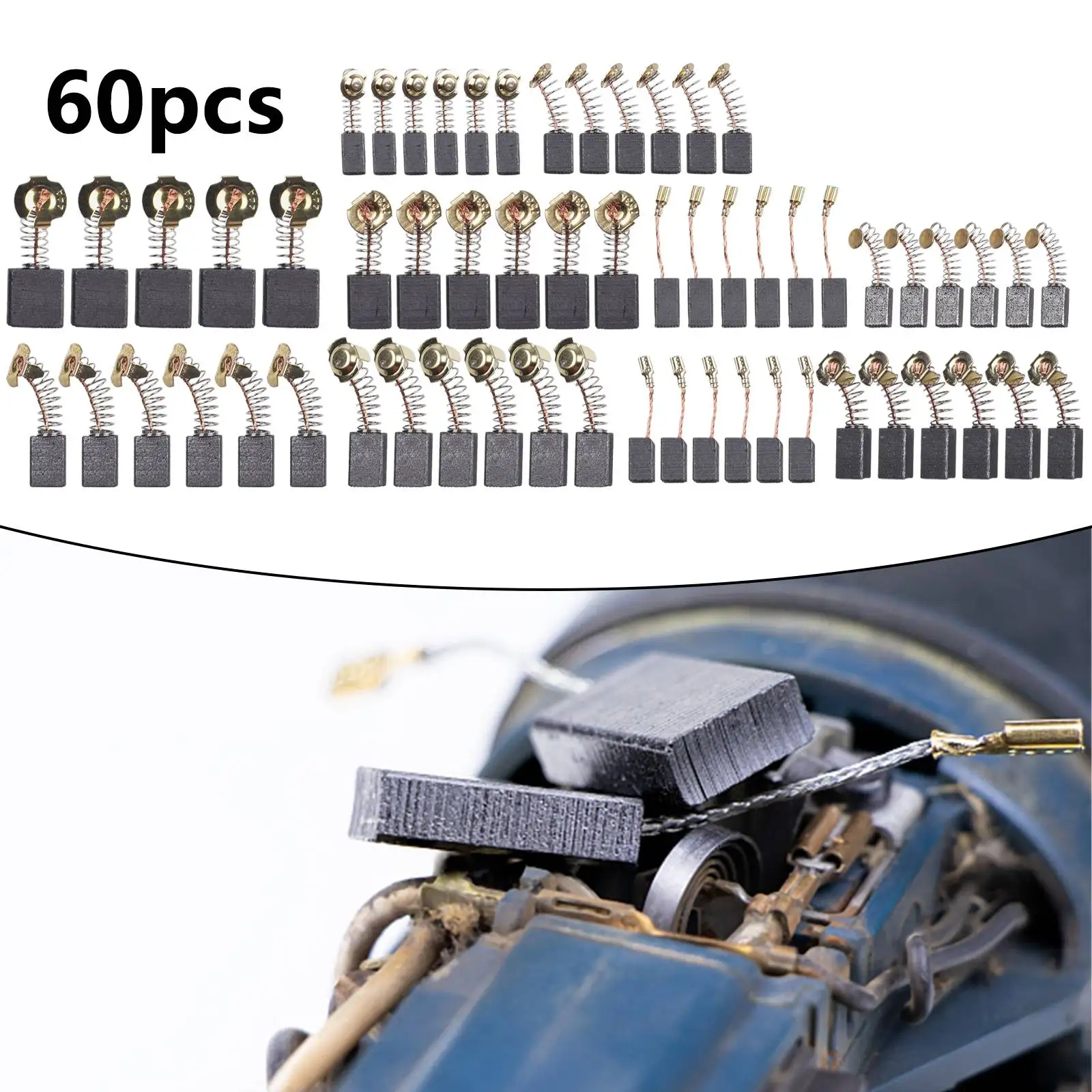 60Pcs 10 Sizes Electric Motor Carbon Brushes Replacement For Power Tool Carbon Brushes Workshop Equipment CNC Machining Parts
60Pcs 10 Sizes Electric Motor Carbon Brushes Replacement For Power Tool Carbon Brushes Workshop Equipment CNC Machining Parts