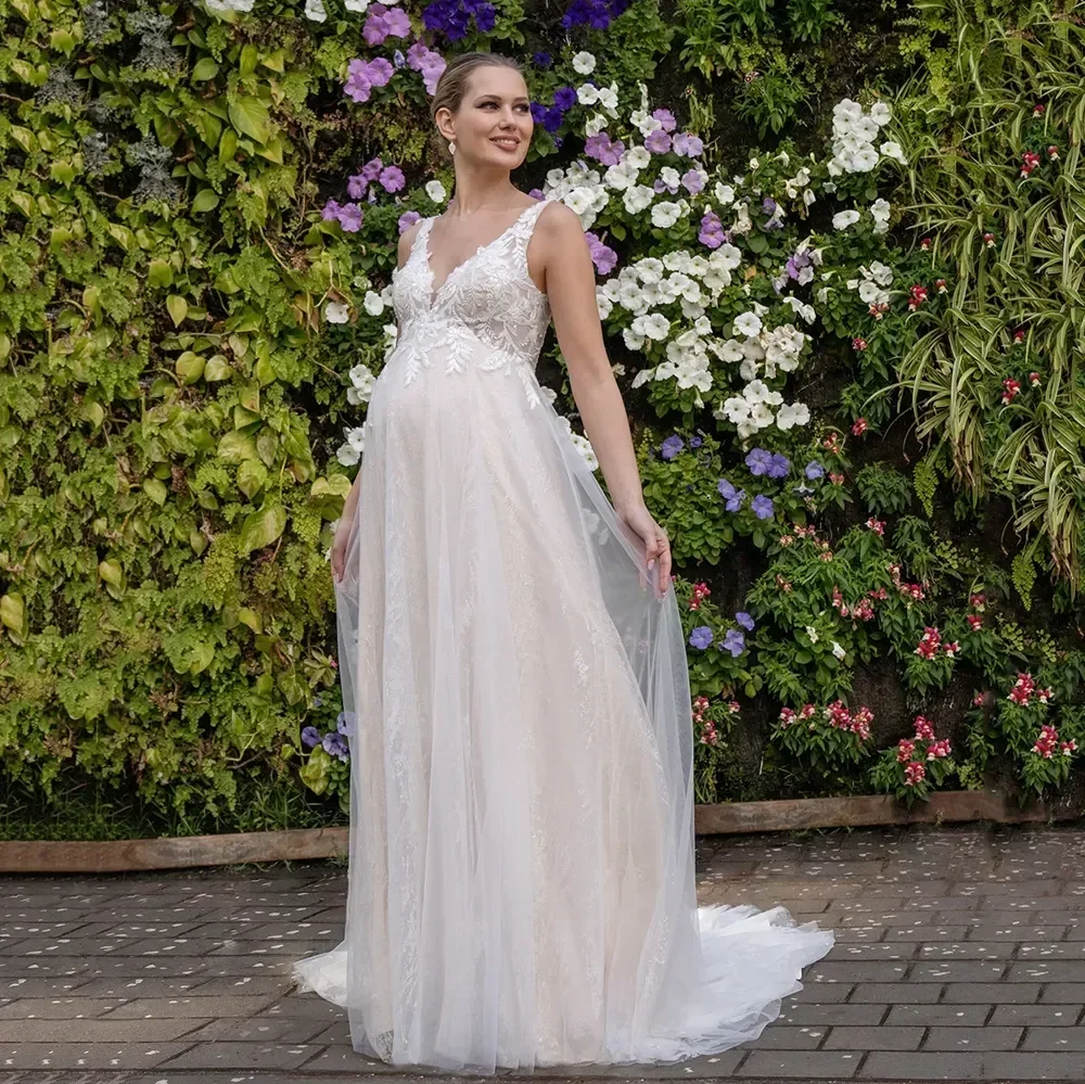 Sexy V-neck Empire Waist Wedding Dresses Lace-up Back Maternity Bride Dress Garden Lace Bridal Gown for Women Pregnant Dresses
Sexy V-neck Empire Waist Wedding Dresses Lace-up Back Maternity Bride Dress Garden Lace Bridal Gown for Women Pregnant Dresses