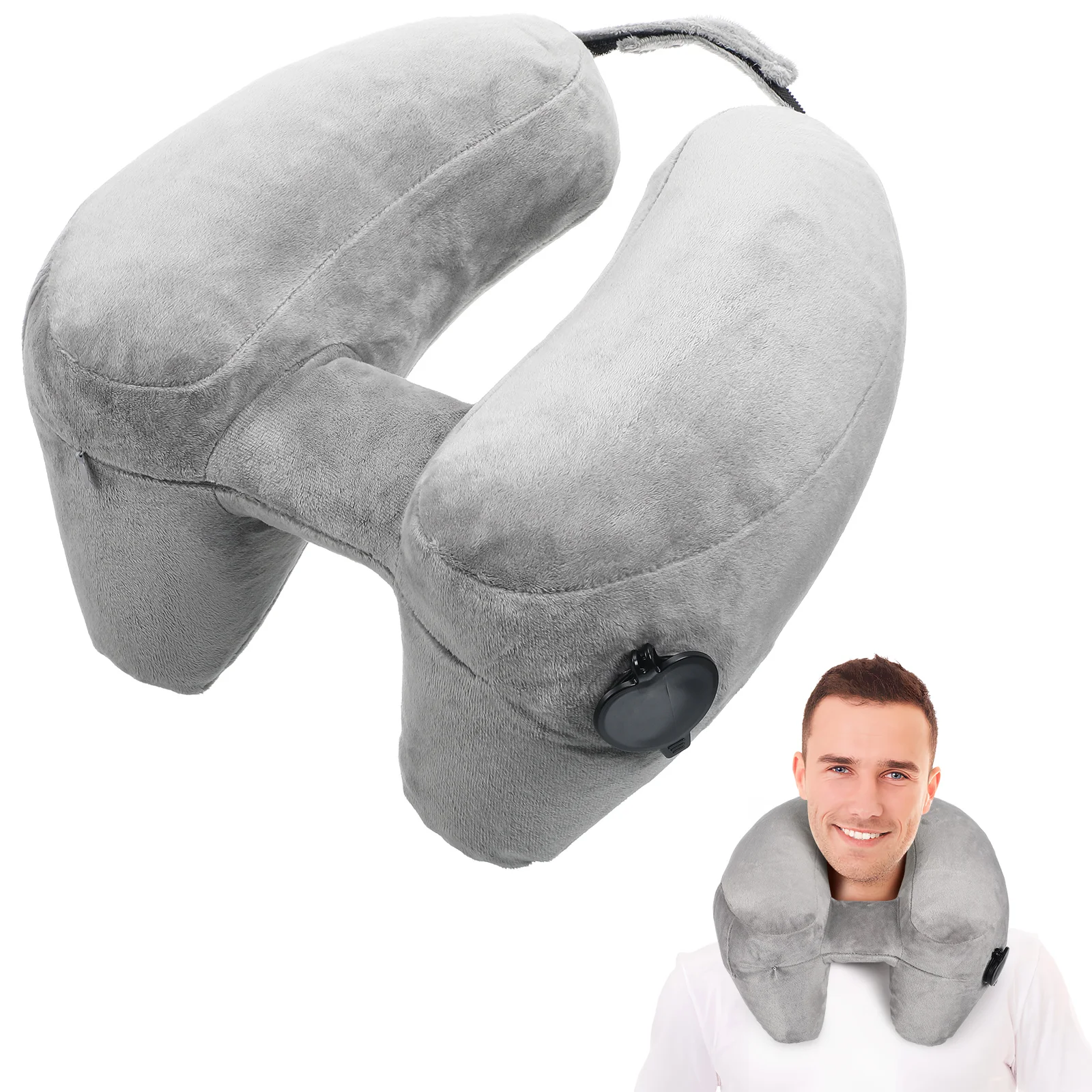 

Travel Neck Pillow Travelling Pillows For Airplanes Headrest Pvc Inflatable With Hood Traveling