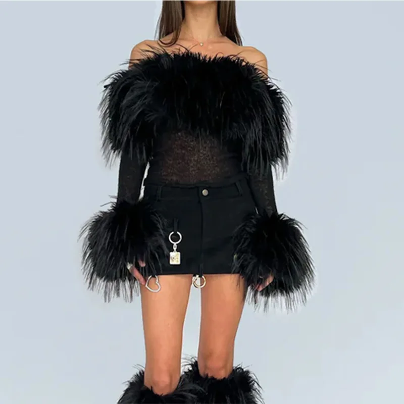 Zabrina Women's Fluffy Fur Trim Off Shoulder Warm Sweater Top Elegant Slash Neck Long Sleeve Knit Bottom Sweaters Club Clothes
Zabrina Women's Fluffy Fur Trim Off Shoulder Warm Sweater Top Elegant Slash Neck Long Sleeve Knit Bottom Sweaters Club Clothes