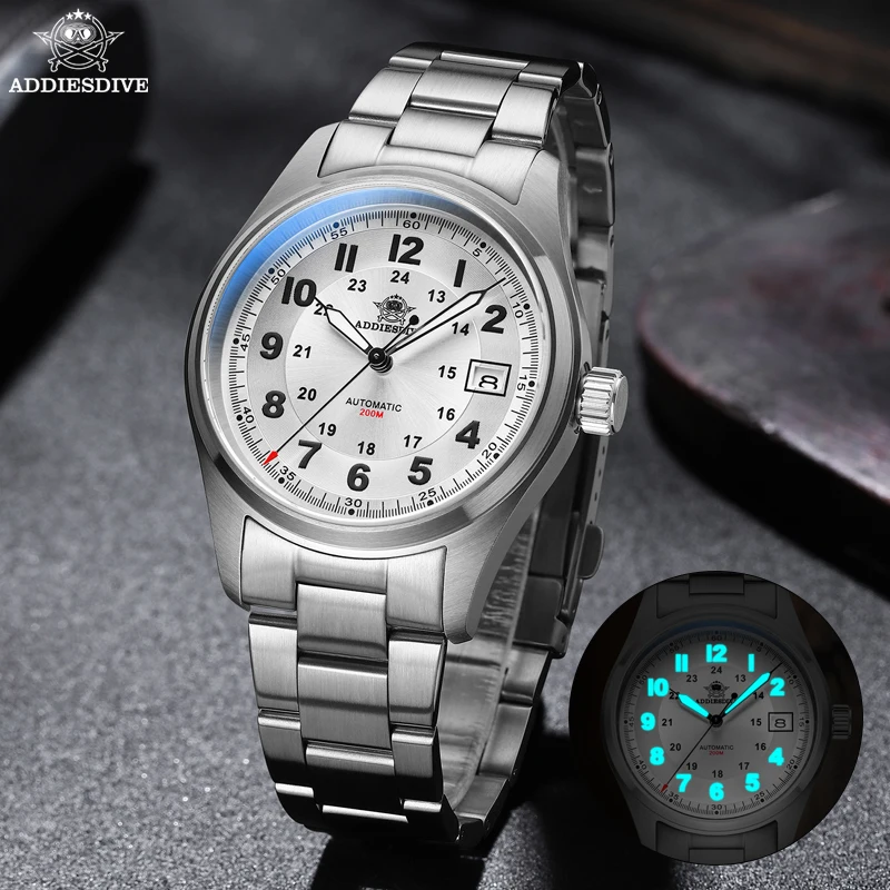 

ADDIESDIVE New Men's Watches Pilot NH35 Sapphire Stainless Steel 200m Diving Luminous Mechanical Wristwatch 39mm Automatic Watch