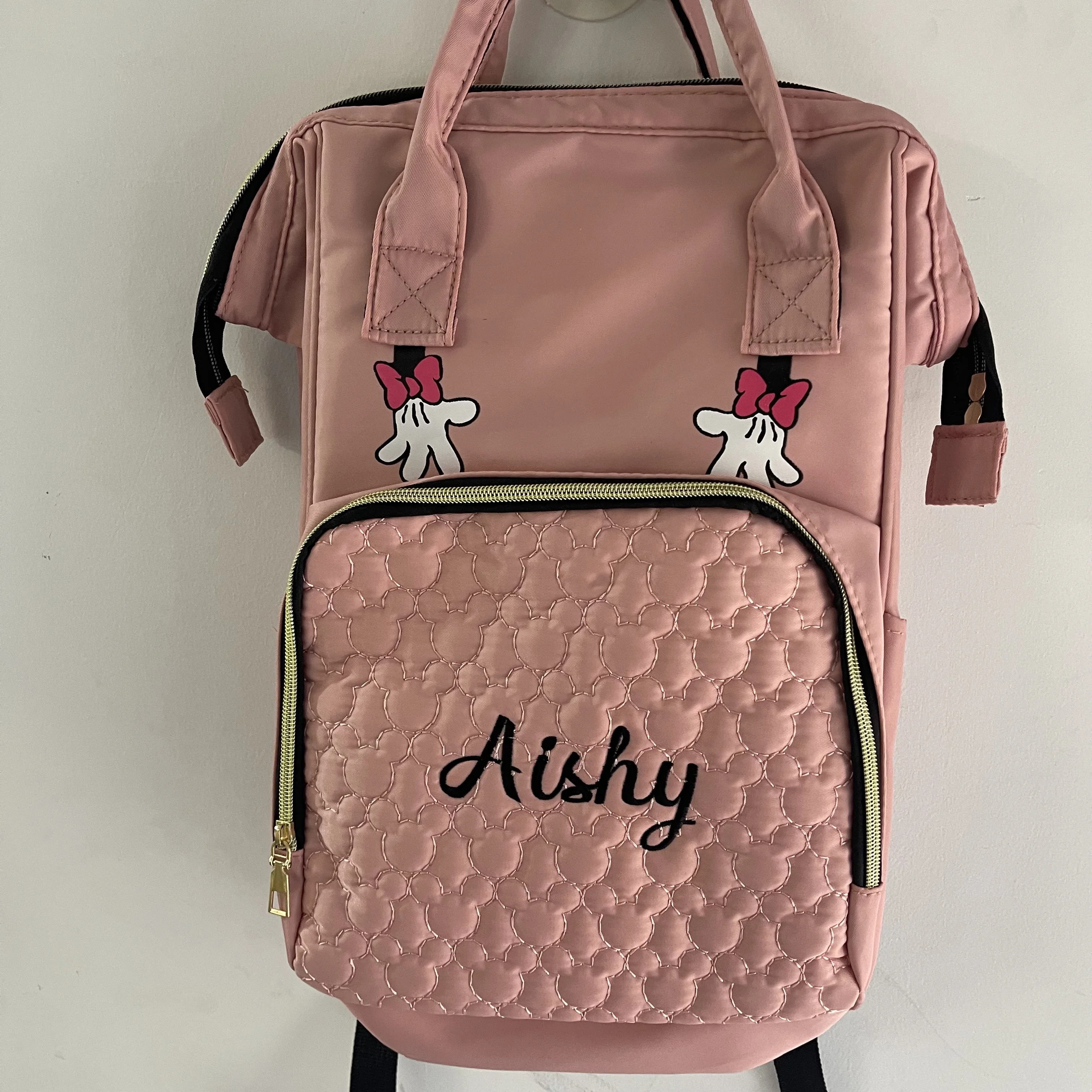 

Custom Name Large Capacity Travel Multi-Function Backpack Cute Diaper Bag Backpack For Mom Baby Bags Waterproof Large Backpack