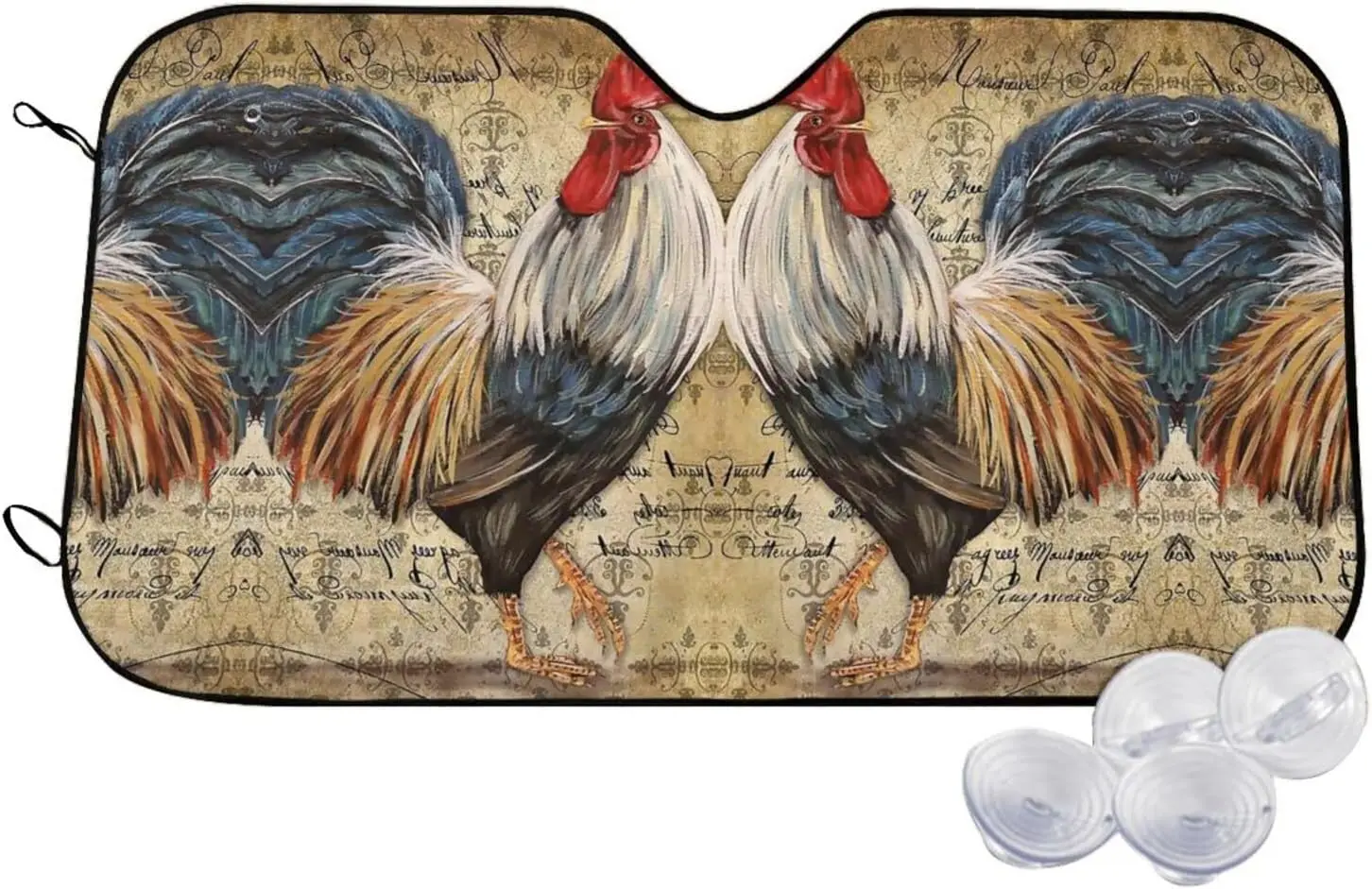 

Rooster Chicken Art Pattern Sun Shade Front Window Sunshade for Most Sedans SUV Blocks Max Uv Rays and Keep Your Vehicle Cool