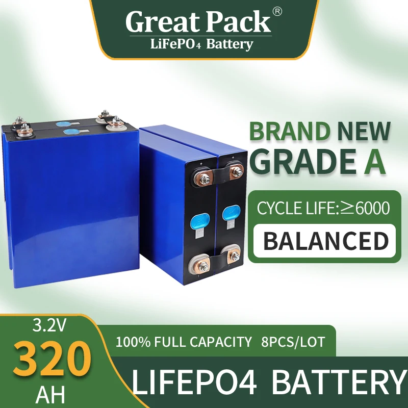 Brand New Grade A 8PCS 3.2V 320Ah Deep Cycle Battery Cell LiFePO4 Rechargeable 100% Full Capacity Lithium Ion Power Bank
Brand New Grade A 8PCS 3.2V 320Ah Deep Cycle Battery Cell LiFePO4 Rechargeable 100% Full Capacity Lithium Ion Power Bank