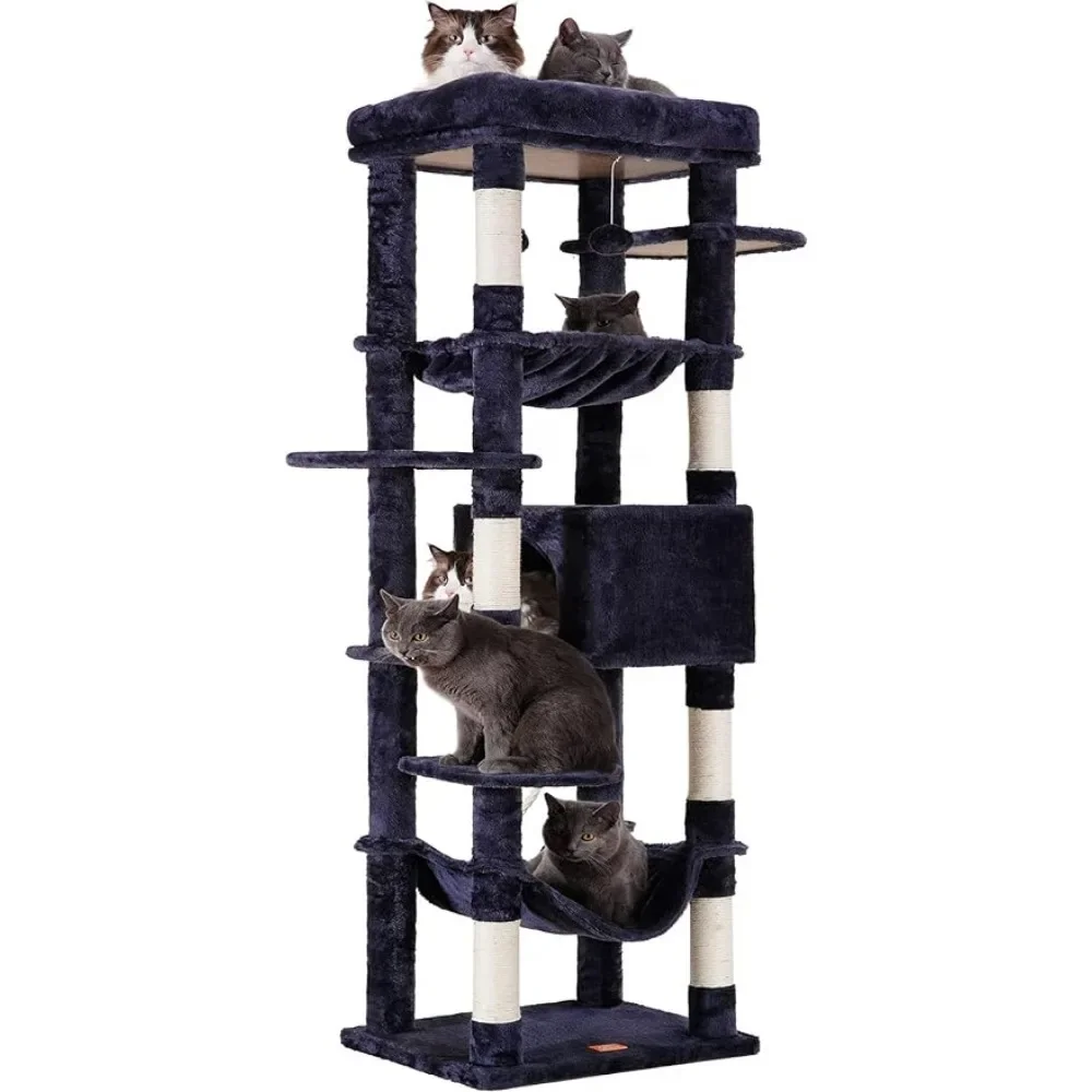 

Cat Tree for Large Cats 20 Lbs Heavy Duty 69 Inches XXL Cat Tower for Indoor Cats Cozy Basket Freight Free Houses and Habitats