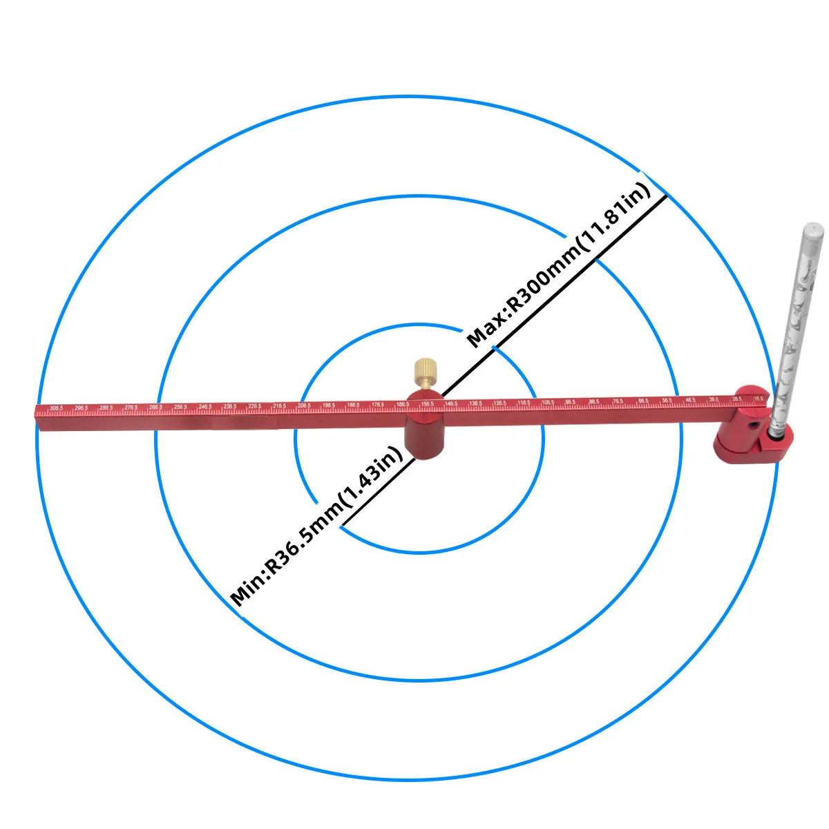 

300mm Woodworking Scribing Gauge Center Finder Ruler 360Degree Circle ruler Woodworking Compass for Woodturners Bowls Lathe Work